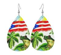 Pendientes De Piel Mi Bandera Puerto Rico Bandera Animal Decoración De Ropa Aretes De Cuero Con Forma De Lágrima Textura De Lujo Ligera Para Decoración De Ropa Vacaciones