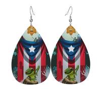 Pendientes De Piel Mi Bandera Puerto Rico Bandera Animal Moda Aretes De Lujo Textura Ligera De Lujo Para Decoración De Ropa Vacaciones