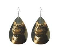 Pendientes De Piel Mirada De Gato Diversión Pendientes De Cuero En Forma De Lágrima Moda Aretes De Cuero Con Forma Para Bodas Viajes Vacaciones