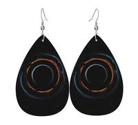 Pendientes De Piel Misteriosos Agujeros Negros Cósmicos Impresos Aretes De Cuero Con Forma De Lágrima Textura Ligera De Lujo Para Decoración De Ropa Vacaciones