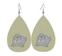 Pendientes de piel morsa, para mujer, ligeros, minimalistas, exquisitos adornos y regalo de San Valentín, One Size, Cuero, No es una piedra preciosa