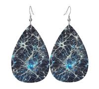 Pendientes De Piel Neuronas Abstractas Elegancia Pendientes De Cuero En Forma De Lágrima Modernos Aretes Para Bodas Decoración Vida Cotidiana