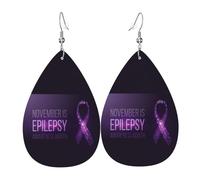 Pendientes De Piel Noviembre Es El Mes Nacional De Concientización Sobre La Epilepsia Moda Pendientes De Cuero En Forma De Lágrima Modernos Para Mujeres Y Niñas Vacaciones