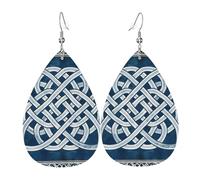 Pendientes De Piel Nudo De Amor Celta, Símbolo De La Fortuna, Azul Irlandés, Blanco Para Mujer Pendientes De Piel Moda Para Decoración De Ropa 2 Pares