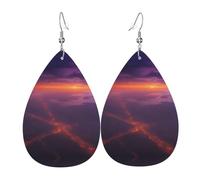 Pendientes de piel para mujer, bonitos estampados sobre la ciudad, adecuados para uso diario, fiestas, citas y otras ocasiones
