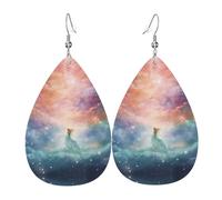 Pendientes de piel para mujer, diseño de fantasía, paraíso espacial, adecuados para uso diario, fiestas, citas y otras ocasiones