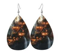 Pendientes De Piel Patrón Del Mundo De Los Cuentos De Hadas Pendientes De Piel Modernos Para Vacaciones Para Mujeres Y Niñas