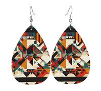 Pendientes De Piel Patrón Simétrico Patrón Aretes De Cuero Con Forma De Lágrima Modernos Para Vida Cotidiana Vacaciones