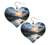 Pendientes De Piel Pesca Escénica Textura Ligera De Lujo Aretes De Lujo Decoración De Ropa Para Vida Cotidiana Adecuados Para Fiestas