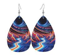 Pendientes De Piel Planetas De Agujeros Negros, Psicodélicos, Arremolinados Y Coloridos. Para Mujer Pendientes De Cuero En Forma De Lágrima Moda Para Vida Cotidiana 2 Pares