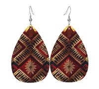 Pendientes De Piel Rayas Geométricas Aztecas De Tribus Étnicas Del Suroeste Pendientes De Cuero En Forma De Lágrima Textura Ligera De Lujo Para Decoración De Ropa Vida Cotidiana