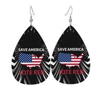 Pendientes De Piel Salva A Estados Unidos. Vota Republicano. Antidemócrata. Textura De Lujo Ligera Pendientes De Cuero En Forma De Lágrima Para Mujer Para Adecuados Para Fiestas 2 Pares