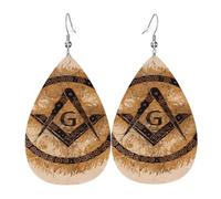 Pendientes De Piel Símbolo De La Cabaña Masónica De La Masonería Aretes De Cuero Con Forma De Lágrima Textura De Lujo Ligera Para Adecuados Para Fiestas Decoración De Ropa