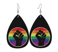 Pendientes De Piel Sintética Bandera Del Orgullo Gay Arcoíris Lgbt Manos Cerradas En Puño De Apoyo Moda Pendientes De Lágrima Elegancia Aretes De Cuero Con Forma Para Mujeres Fiestas