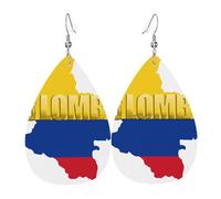 Pendientes De Piel Sintética Banderas De Colombia Diversión Pendientes De Cuero En Forma De Lágrima Elegancia Aretes De Cuero Con Forma Para Fiestas Vida Cotidiana Viajes