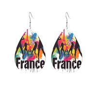 Pendientes De Piel Sintética Doodle Francia París, Silueta Femenina Bailando Lujo Pendientes En Forma De Lágrima Moda Aretes De Cuero Con Forma De Gota Para Vacaciones Bodas Vida Cotidiana