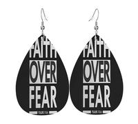 Pendientes De Piel Sintética La Fe Sobre El Miedo Versículo Bíblico Cristianismo Negro Moda Pendientes De Cuero Modernos Aretes Para Bodas Fiestas Mujeres