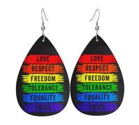 Pendientes De Piel Sintética Orgullo Lgbt Arcoíris Amor Gay Respeto Libertad Tolerancia Igualdad Modernos Pendientes De Lágrima Ligero Aretes De Cuero Con Forma De Lágrima Para Decoración