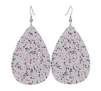 Pendientes De Piel Sintética Patrón De Mármol Terrazo Rosa Retro 2 Modernos Pendientes De Lágrima Moda Aretes De Cuero Con Forma De Gota Para Decoración Vacaciones Vida Cotidiana