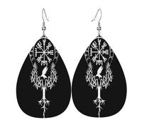 Pendientes De Piel Sintética Símbolos Paganos Nórdicos Vikingos De Odín Diversión Pendientes De Cuero En Forma De Lágrima Moda Aretes De Cuero Con Forma Para Bodas Viajes Fiestas