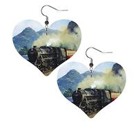Pendientes De Piel Tren De Vapor Cruzando El Puente Textura Ligera De Lujo Pendientes De Piel Textura De Lujo Ligera Para Vacaciones Para Mujeres Y Niñas