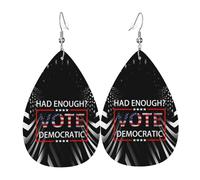 Pendientes De Piel Ya Basta, Voten Por Los Demócratas. Decoración De Ropa Pendientes De Cuero En Forma De Lágrima Textura Ligera De Lujo Para Vacaciones 2 Pares