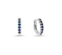 Pendientes de plata 925 a presión con circonitas 5A, círculos alrededor del lóbulo, fabricados en Italia, 13 mm, Plata, No es una piedra preciosa