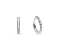 Pendientes de plata 925 a presión con circonitas 5A, círculos alrededor del lóbulo, fabricados en Italia, 10 mm, Plata, Sin piedra preciosa