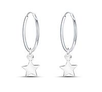 Pendientes de plata 925 con colgante de estrella de aro de diámetro 14 mm, pendientes de aro para mujer y niñas