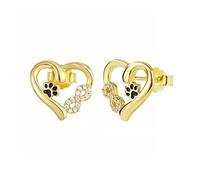 Pendientes de plata 925 para mujer con diseño de huella de animal y símbolo del infinito, amor, pendientes hipoalergenicos para amantes de los perros, Plata de ley