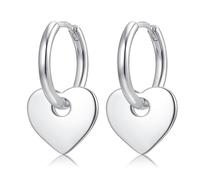 Pendientes de plata 925, pendientes colgantes de plata 925, pendientes de aro de plata 925 redondos, oro de 14 quilates, pendientes de aro Huggie de oro rosa, regalo, klein, Dorado, no piedra
