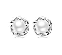 Pendientes de plata 925, pendientes de perlas para mujer, pendientes de perlas de rosas, pendientes pequeños de plata, hipoalergénicos para mujeres y niñas, Plata de ley