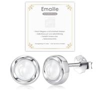 Pendientes de plata 925, pendientes negros de obsidiana y esmalte, pendientes hipoalergénicos de plata 925, joyas, regalos para mujeres, niñas y hombres, 8 mm, klein, Circonia cúbica