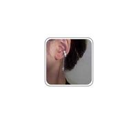 Pendientes de plata brillante para boda con cadena, aretes de clip simples con borla larga sin perforación, cartílago de circonita cúbica, pequeño medio aro, lindo, delicado, minimalista, delicado