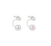 Pendientes de plata con doble bola Ear Jacket Juego de joyas de perlas redondas con circonitas cúbicas para mujeres y niñas Convenient Handled