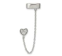 Pendientes de plata de ley 925 chapados en rodio con corazón de amor con cadena de 5 centímetros y un solo poste y puño, 67 x 11,22 mm de ancho, regalo de joyería para mamá, talla única, Gema Metal