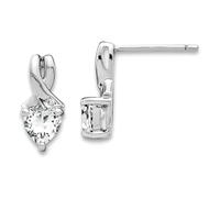 Pendientes de plata de ley 925 chapados en rodio de 6 mm, topacio blanco y diamante, 13 x 6 mm de ancho, regalo de joyería para mamá, talla única, Diamante Gema Metal, Diamante topacio blanco