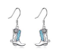 Pendientes de plata de ley 925 con diseño de bota vaquera occidental, girasol, turquesa, regalos para mujeres vaqueras