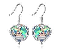 Pendientes de plata de ley 925 con diseño de libro de abulón y corazón, hipoalergénicos, para amantes, regalos de joyería, regalo de graduación, joyería para mujer