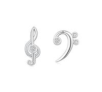Pendientes de plata de ley 925 con forma de nota musical, llave de suelo, ideal como regalo para amantes de la música, mujeres, estudiantes músicos, pequeños, de plata de ley, óxido de