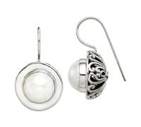 Pendientes de plata de ley 925 con gancho de pastor de 12,5 mm y perlas Mabe de 26 x 17 mm de ancho, joyería para mujer