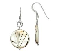 Pendientes de plata de ley 925 con gancho de pastor y estampado de cebra simulado de nácar de 42 x 21 mm de ancho, joyería para mujer