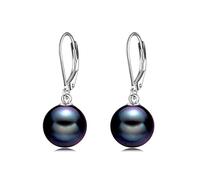 Pendientes de plata de ley 925 con perla, piedra lunar y ojo de tigre con nudo celta, pendientes colgantes con cierre de palanca, joyería en regalo para mujeres y niñas, Medio, Plata de ley, Piedra