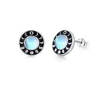 Pendientes de plata de ley 925 con piedra de luna y fases, hipoalergénicos, para mujer
