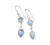 Pendientes de plata de ley 925 con piedra lunar de arco iris natural, aretes colgantes hechos a mano con gotas de arco iris blanco