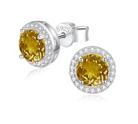 Pendientes de plata de ley 925 con piedra natal natural y amatista peridoto citrino, topacio azul de Londres para mujer, Plata de ley, Citrino