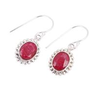 Pendientes de plata de ley 925 con piedras preciosas de rubí rosa, aretes bohemios de plata de ley 925, regalos de Navidad para mujer, 28x11mm, Gema, Rubí rosa