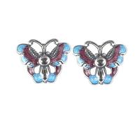 Pendientes de plata de ley 925 esmaltados con diseño de mariposa para mujer, estilo chino creativo vintage