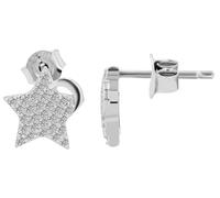 Pendientes de plata de ley 925 "Lorelei", luna y estrella, rodiados, plata 925/rodiada