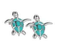 Pendientes de plata de ley 925 para mujer, aretes bohemios de ópalo con estrella de mar y tortuga, bonitos aretes de animales de cristal, zafiro de tortuga, joyería de verano y playa, talla única,